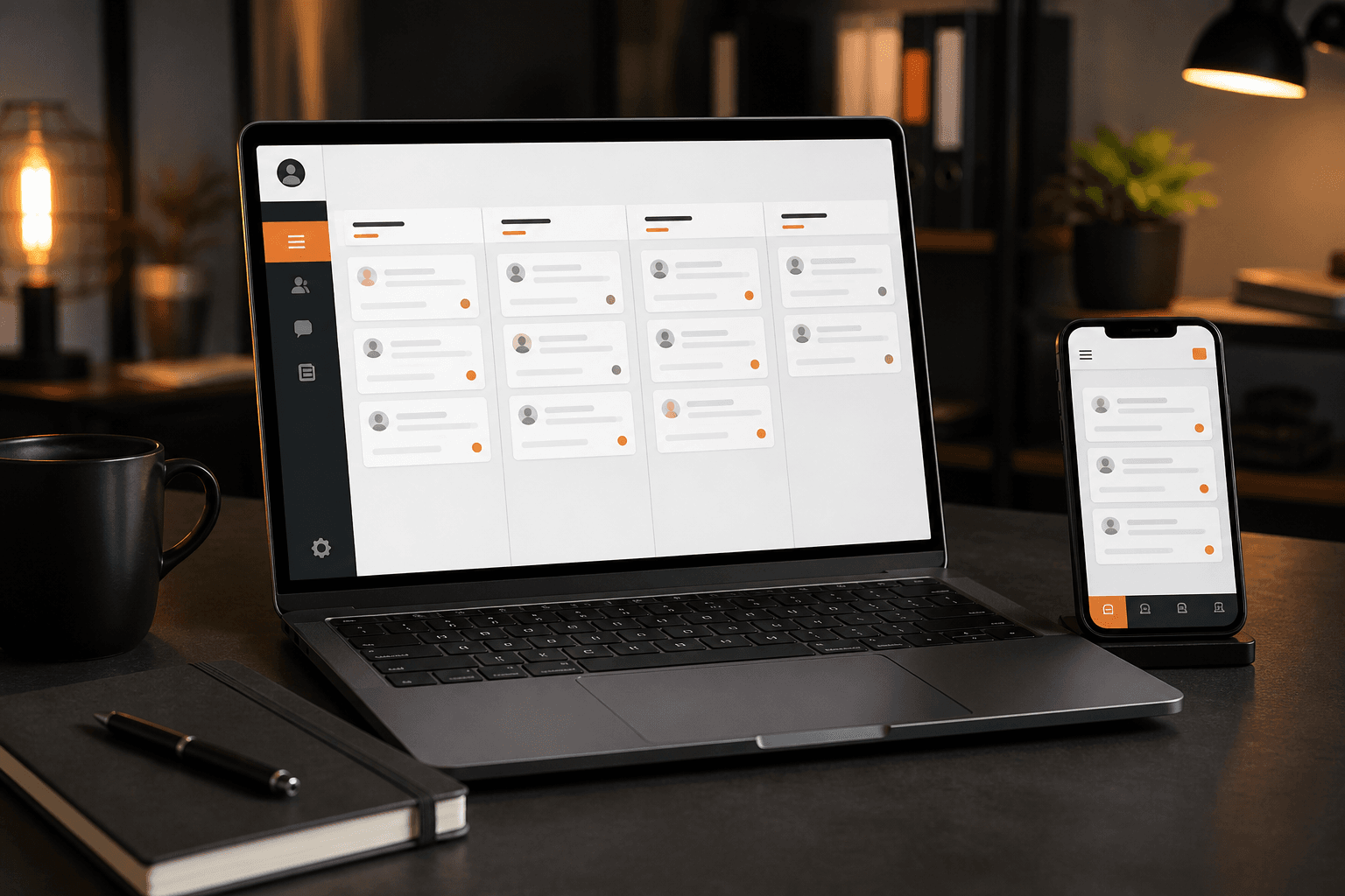 CRM exibindo oportunidades comerciais organizadas em etapas de atendimento e vendas.