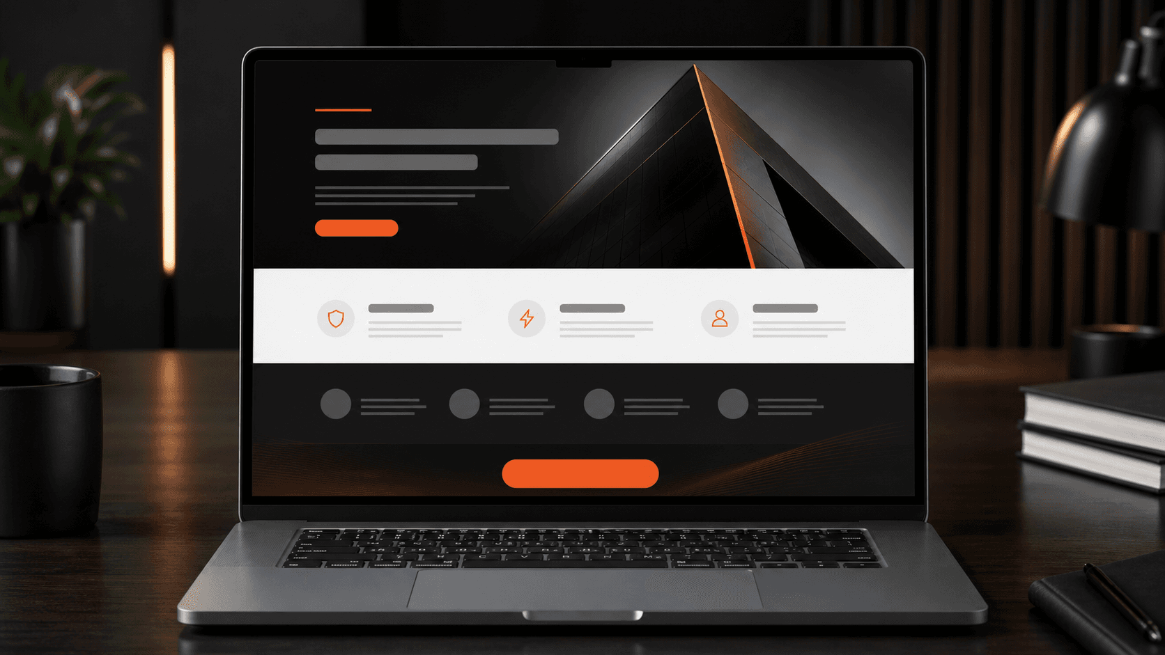 Landing Page profissional com título, proposta de valor, benefícios, prova social e chamada para ação.